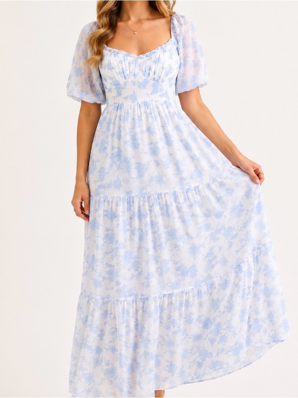 NEW Altar’d State Blue Floral Maxi Dress Size Large NWT